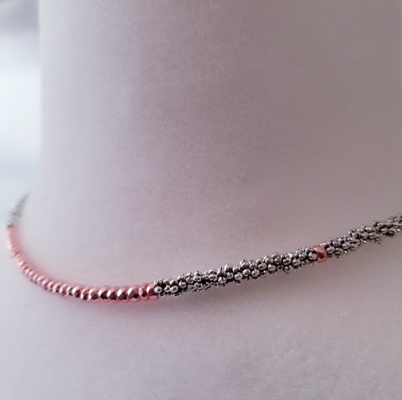 Rose Gold Choker Necklace on a Toggle Clasp - Picture 3 of 6